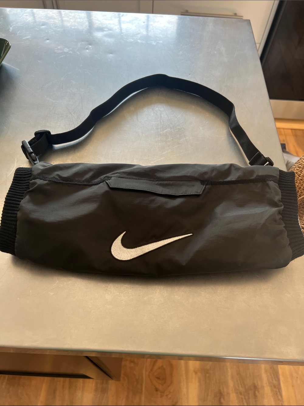 Nike Black Waist/Crossbody Hand Warming Pouch with White Swoosh